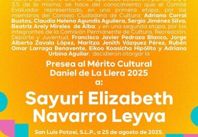 Sayuri Elizabeth Navarro Leyva, ganadora de la Presea al Mérito Cultural “Daniel García Álvarez de la Llera”