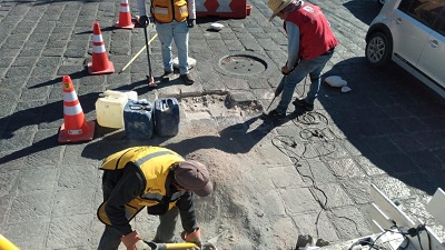 Gobierno de la Capital atiende reparación en Manuel José Othón para mejorar el tráfico vehicular