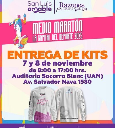 Este viernes 7 y sábado 8 de noviembre se realiza la entrega de kits para el Medio Maratón La Capital del Deporte 2025. 