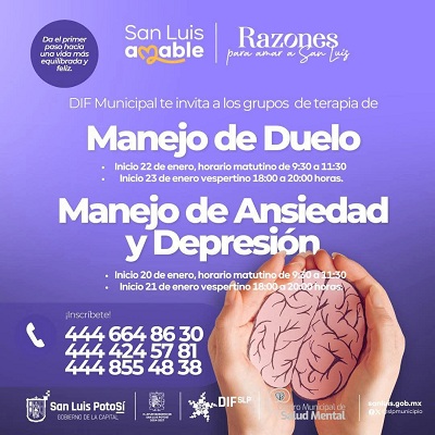 DIF Municipal invita a participar en grupos de terapia para el manejo del duelo o de ansiedad y depresión