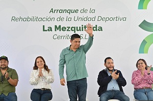 Ricardo Gallardo lleva más infraestructura vial y deportiva a Región Media.