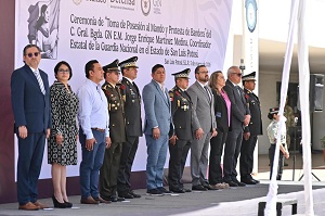 Ricardo Gallardo participa  en toma de protesta del nuevo coordinador de la Guardia Nacional en el Estado