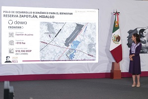 Avanzan las inversiones y los polos de desarrollo. Presidenta Claudia Sheinbaum destaca inversión de 10 mdp para el Podecobi de Zapotlán,Hidalgo, que reúne 147 mil mdp en proyectos