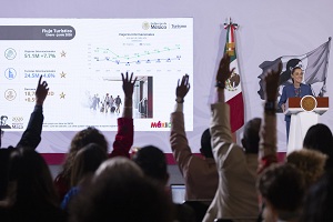 Presidenta Claudia Sheinbaum destaca record historico de 51.1 millones de viajeros internacionales en el primer semestre de 2026