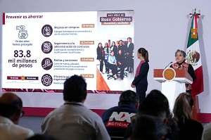 La Secretaría Anticorrupción y Buen Gobierno ha logrado un ahorro de 83, 8 mil MDP en dos años a través de la prevención: Presidenta Claudia Sheinbaum